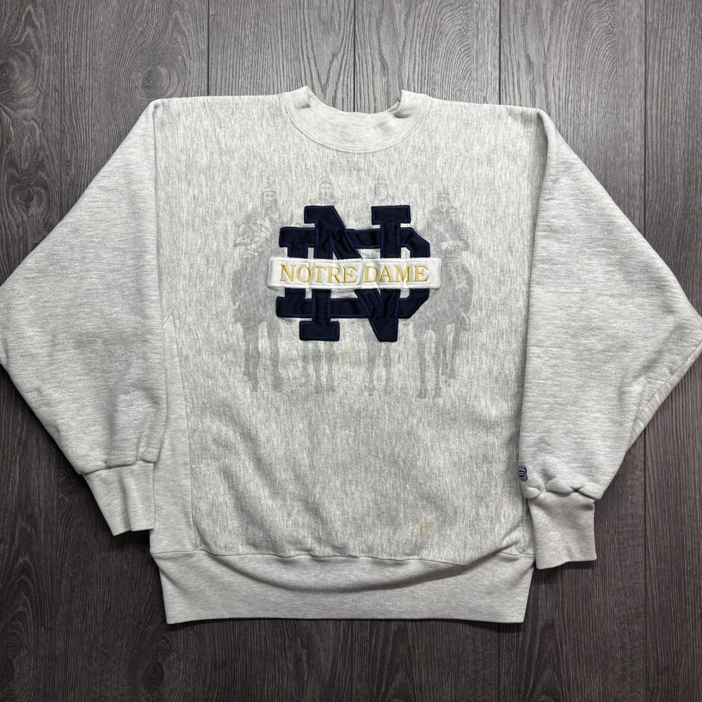 Vintage Notre Dame Sweatshirt Large Gray Reverse Weave Mens Crable Sportswear